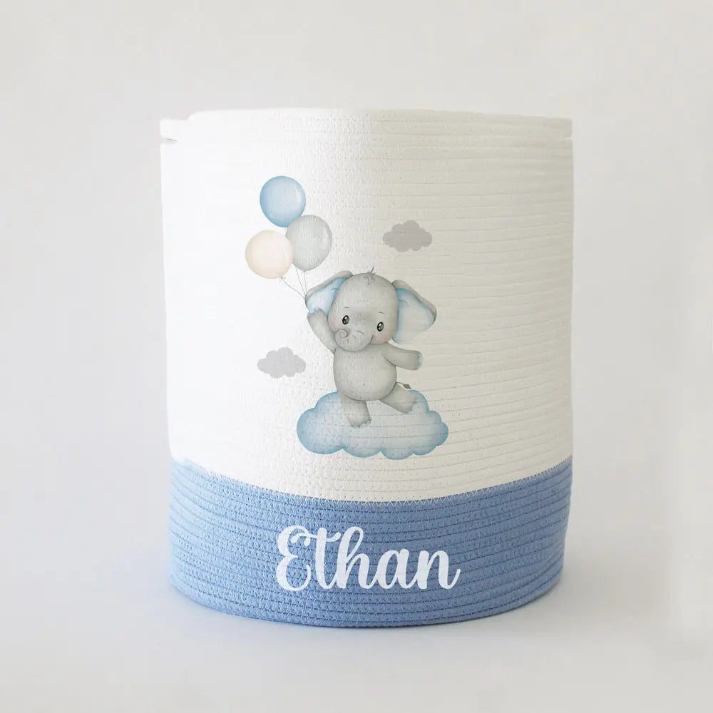 The Tiny Trove Personalized Storage Basket - Large - Ellie Balloon - Blue