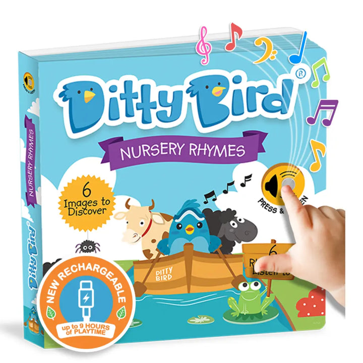 Ditty Bird Musical Book - Fun &amp; Interactive Nursery Rhyme Book for Toddlers, Baby Sound &amp; Music Book, 12M+, USB-C Rechargable - Nursery Rhymes
