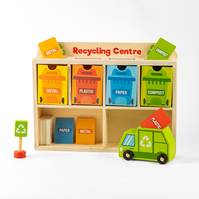 Playbox Tiny Trash Hub | Recycling Center & Toy Truck Set