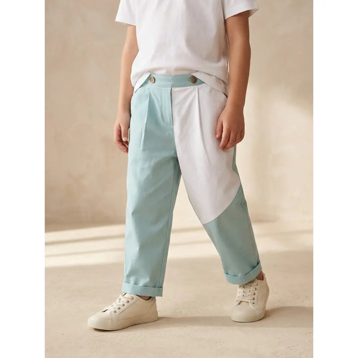 The Baby Trunk Unisex Comfy Patch Pants - Sea Blue and White