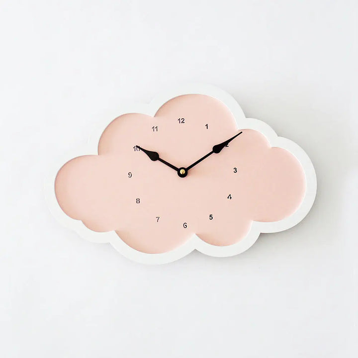 The Tiny Trove Cloud Clock - Pink - White Border