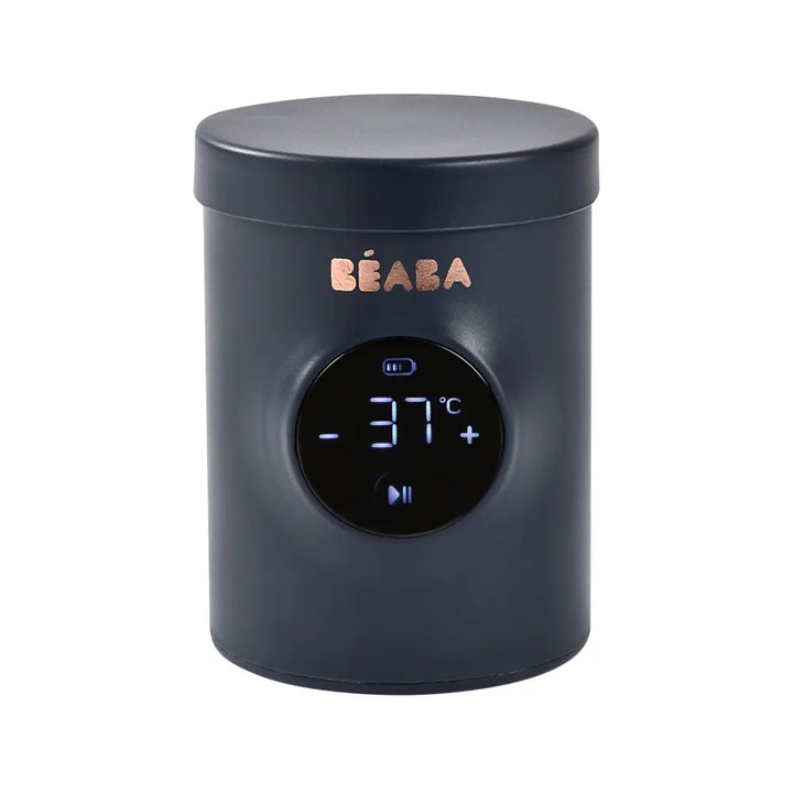 Beaba Milk Nomad Portable Baby Bottle Warmer - Rechargeable Warmer with Adjustable Temperature, Integrated Mixer &amp; Bottle Adapters, Night Blue, 0m+