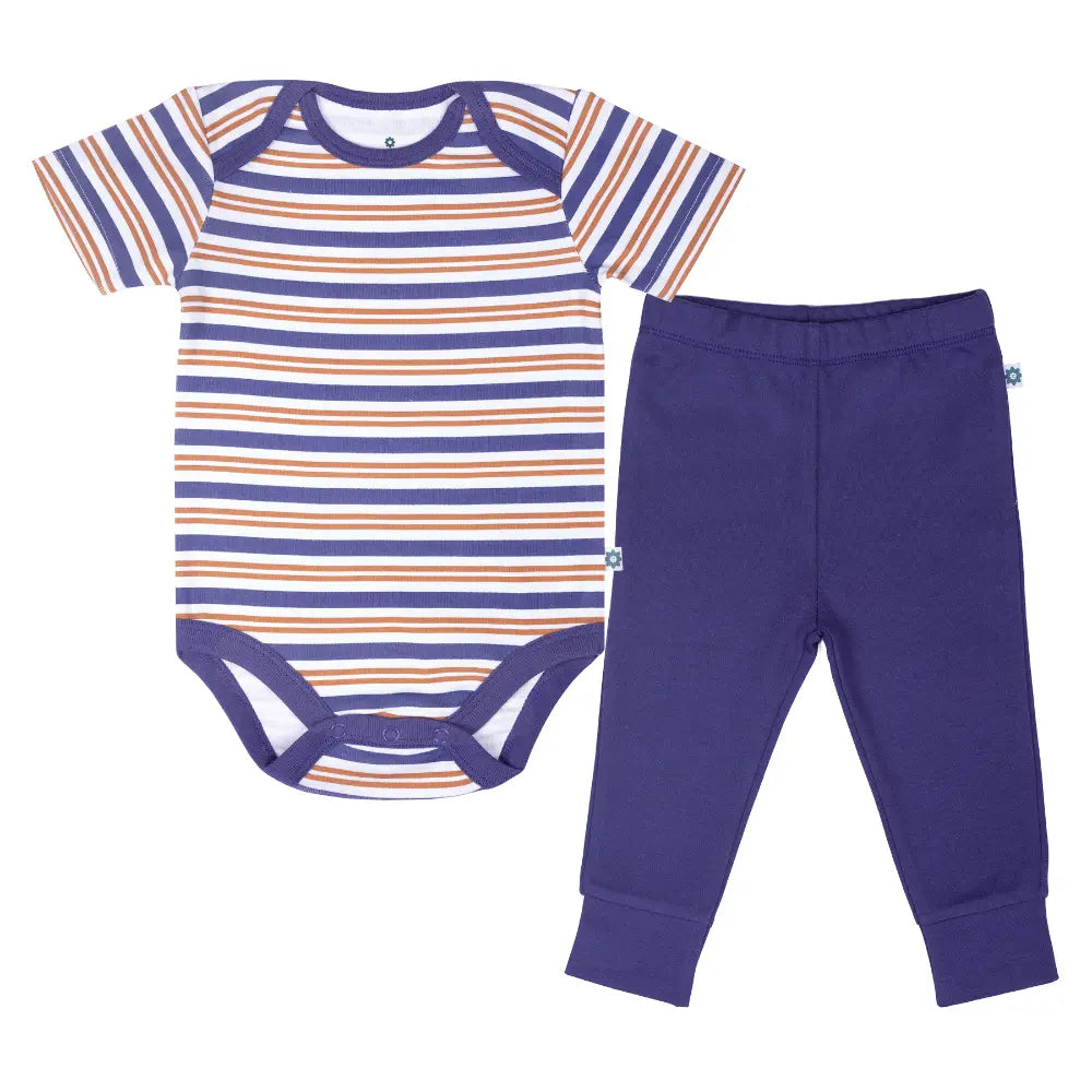 Nintara Baby 100% Unisex Cotton Bodysuit &amp; Pant Set – Midnight Stripes