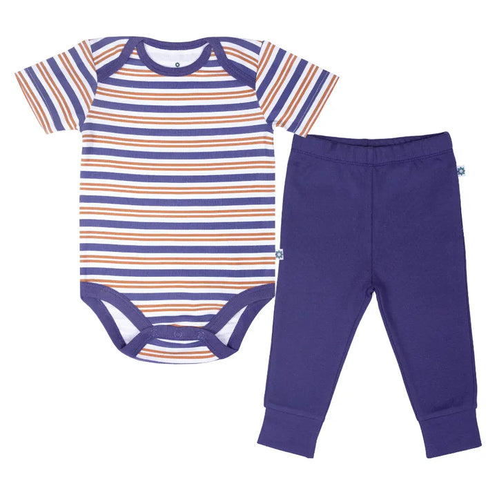Nintara Baby 100% Unisex Cotton Bodysuit &amp; Pant Set – Midnight Stripes