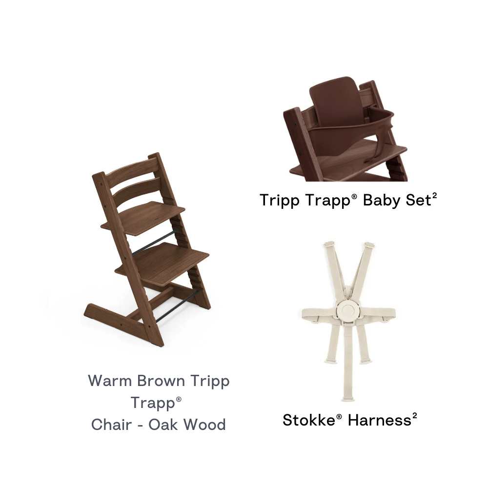 Stokke® Tripp Trapp Oak High Chair Combo with Baby Set and Harness