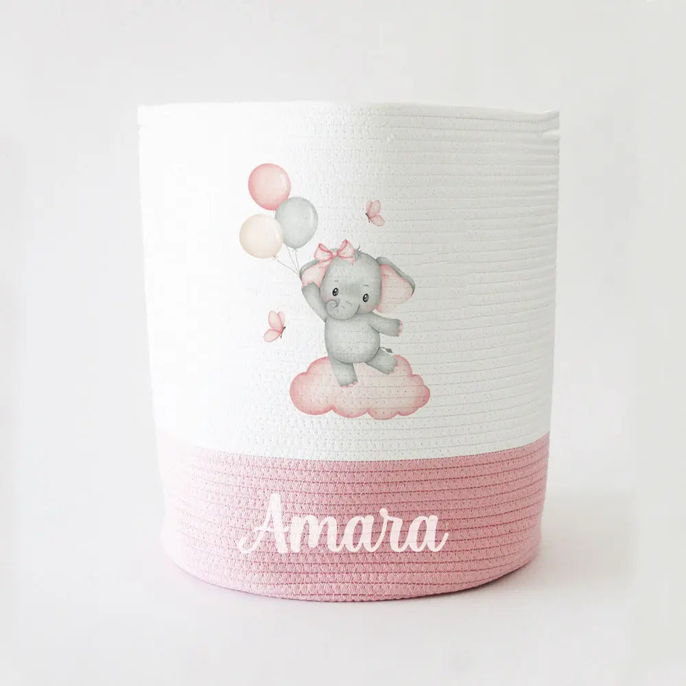 The Tiny Trove Personalized Storage Basket - Large - Ellie Balloon - Pink