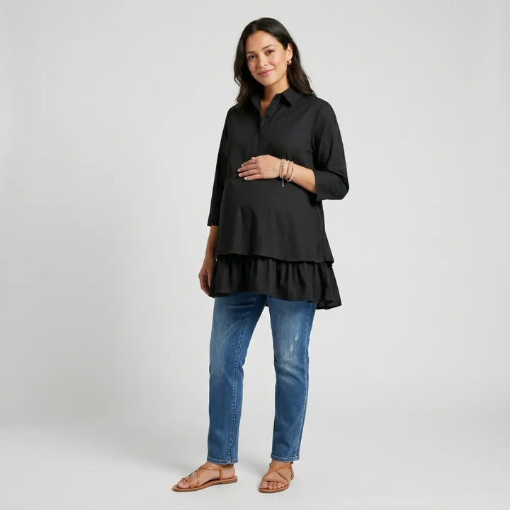 SOL MAMA Layered Bloom Top - Black