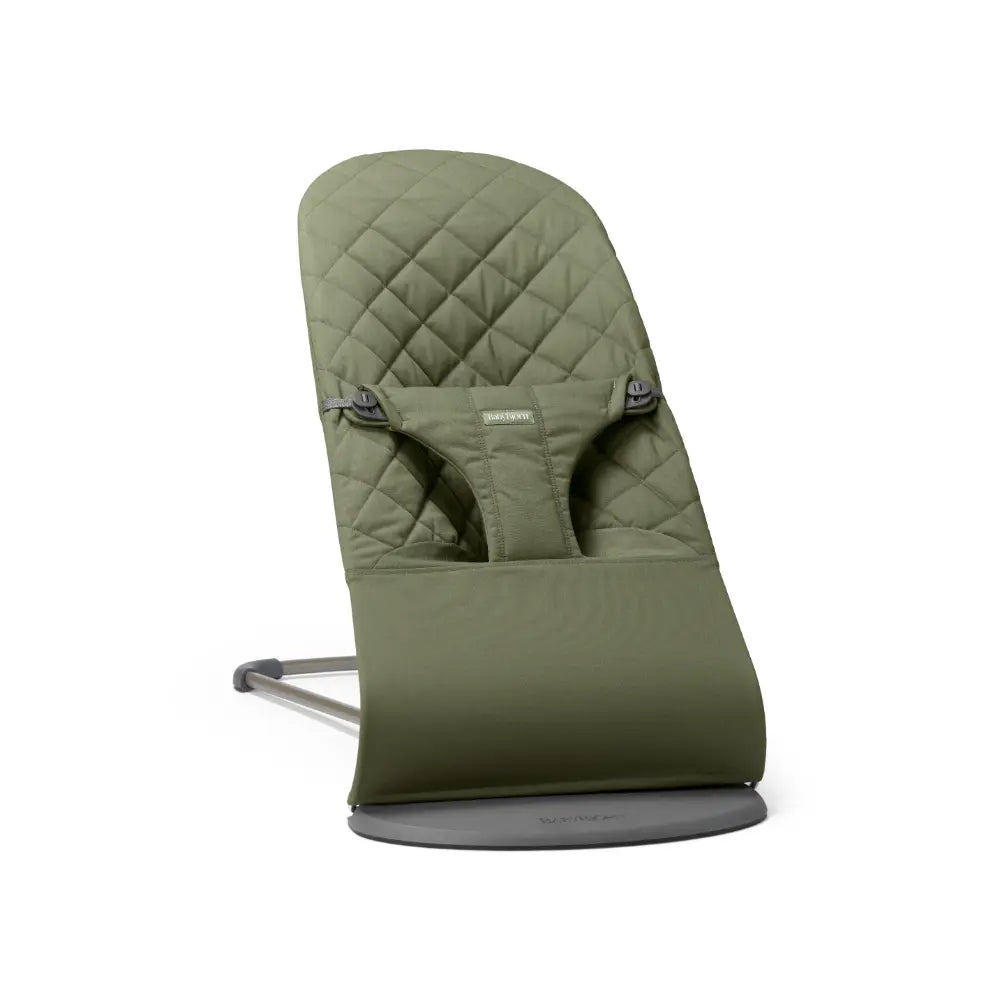 BabyBjorn Bliss Bouncer Quilted Fabric, Lightweight Ergonomic Baby Bouncer with Natural Rocking, Convertible to a Toddler Chair, Newborn to Toddler (0–2 Years) - Dark Green