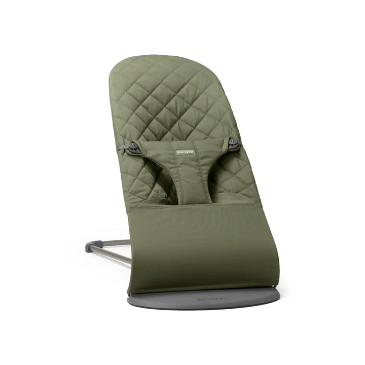 BabyBjorn Bliss Bouncer Quilted Fabric, Lightweight Ergonomic Baby Bouncer with Natural Rocking, Convertible to a Toddler Chair, Newborn to Toddler (0–2 Years) - Dark Green