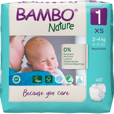 Bambo Nature Skin Friendly Tape Diapers - XS (2-4 kgs)