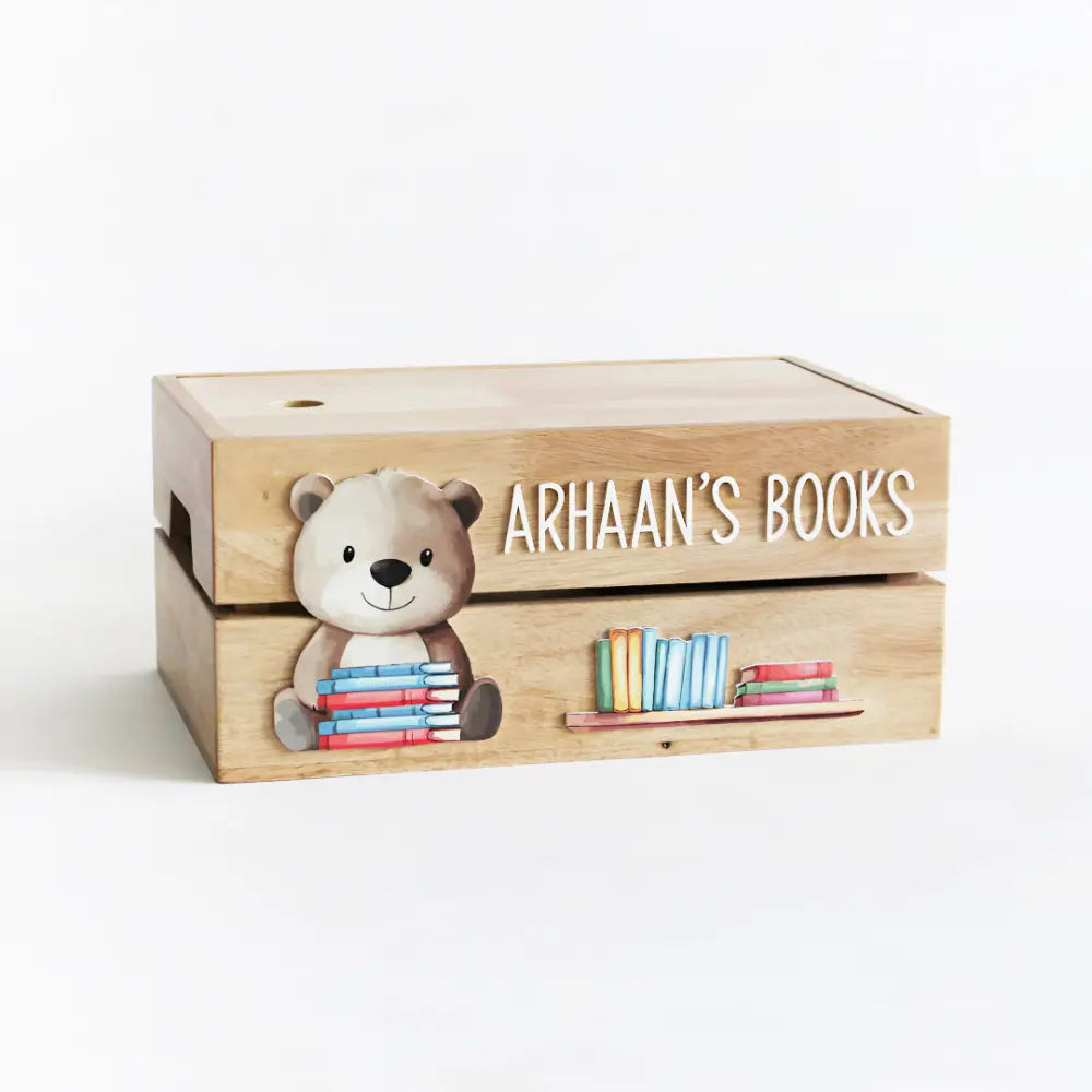 The Tiny Trove Personalized Wooden Box - Books Theme