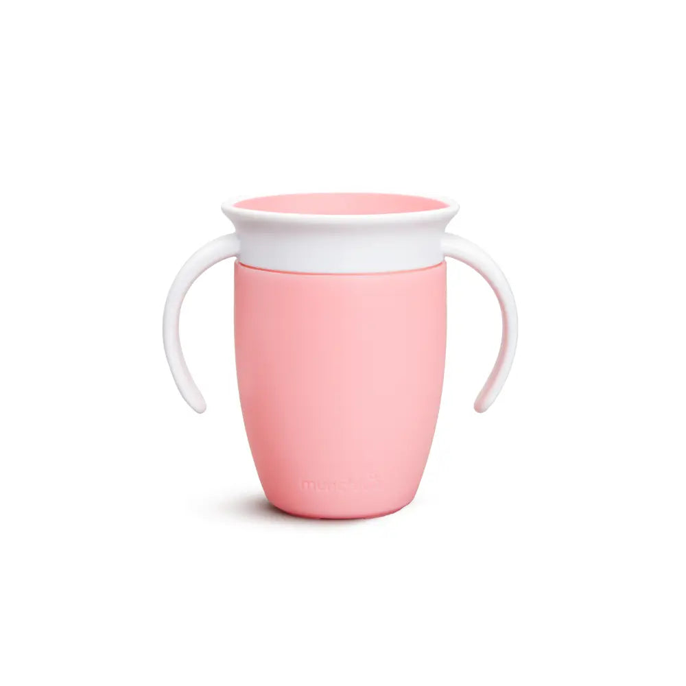 Munchkin 360° Spill-Proof Trainer Cup with Handles, Spoutless Sippy Cup for Babies, Easy Transition to Open Cup, BPA-Free, 7oz, 6+ Months - Pink