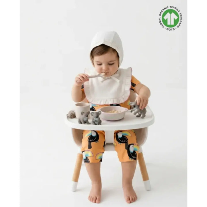 Sweetlime By As Organic Cotton Classic Charm Bib &amp; Bonnet- White - 0-12M