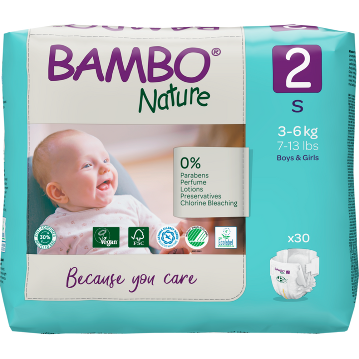 Bambo Nature Skin Friendly Tape Diapers - Small (3-6 kgs)