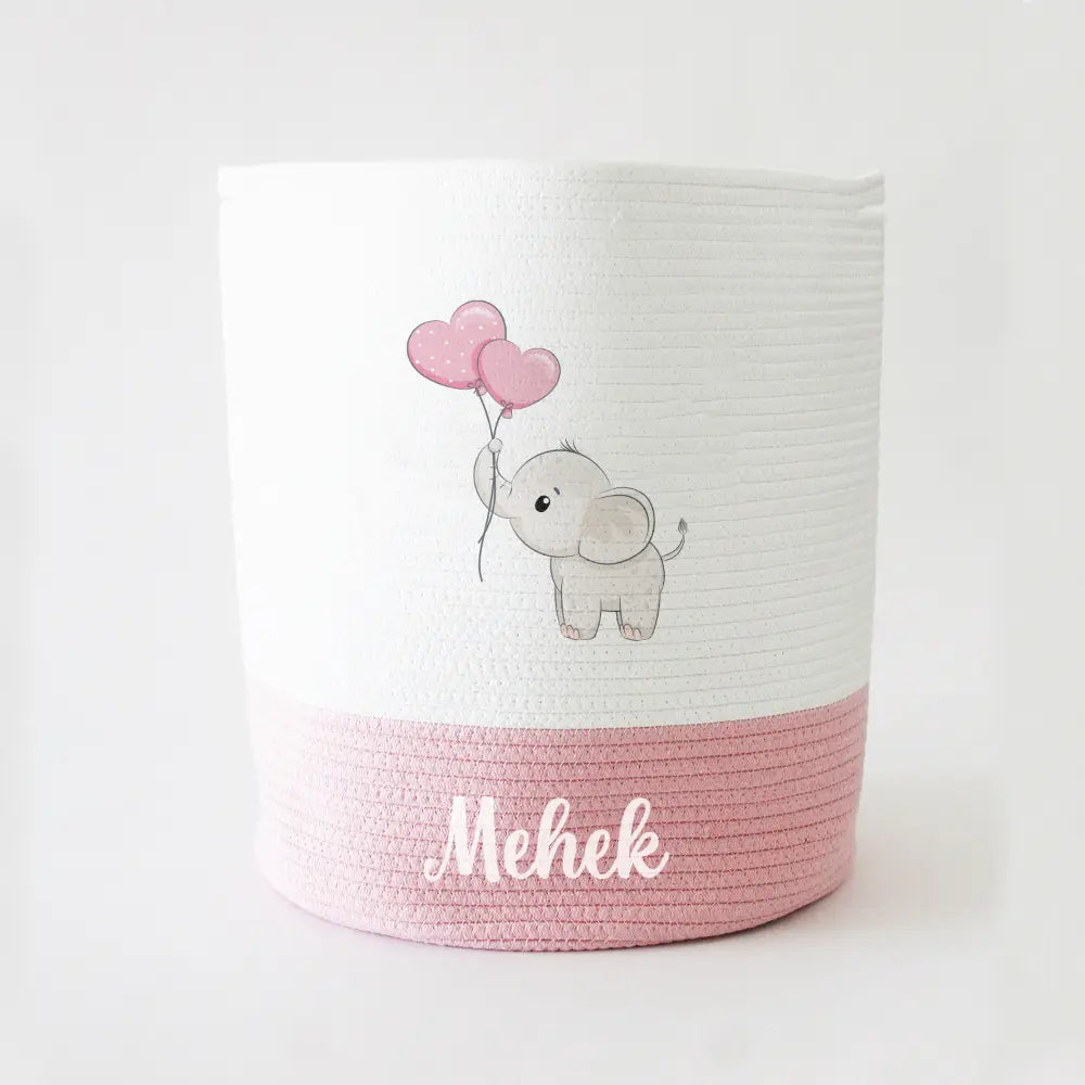 The Tiny Trove Personalized Storage Basket - Large - Ellie Theme - Pink