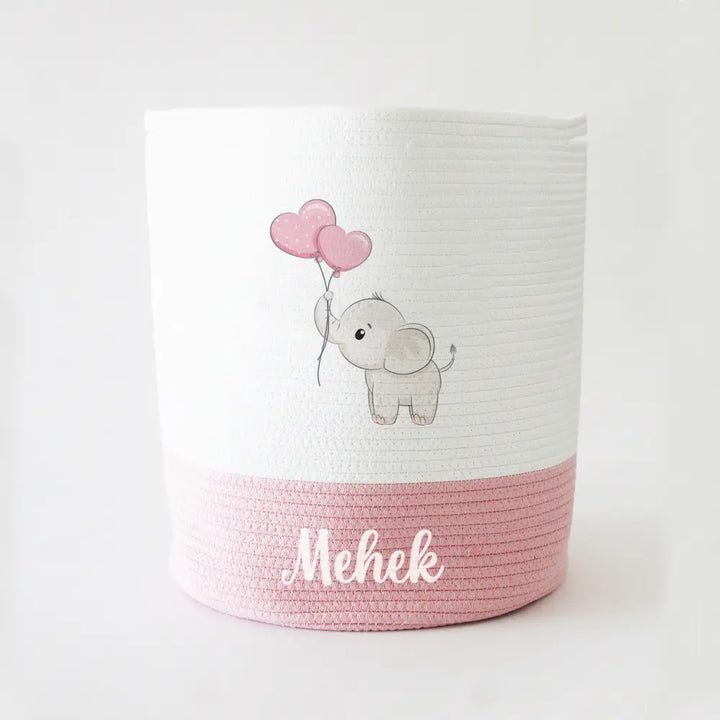 The Tiny Trove Personalized Storage Basket - Large - Ellie Theme - Pink