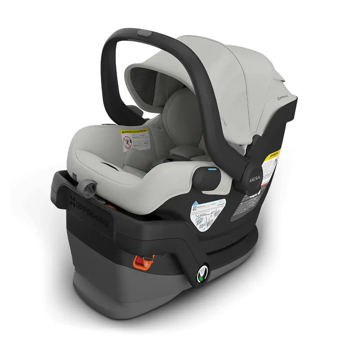 UPPAbaby Mesa V3 Newborn Car Seat with Safety Base, Rear Facing for Infants, Easy Installation, Carry Handle with Sun Canopy, Suitable from Birth - Savannah/Pearl Grey