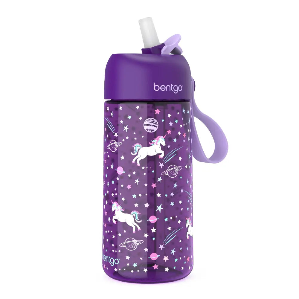 Bentgo Kids Water Bottle 450 ml, Leak-Proof Straw Bottle for Kids, Lightweighted &amp; Durable, BPA &amp; PFAS-Free Tritan Water Bottle, Ideal for School, Daycare &amp; Travel, 3 years+ - Unicorn