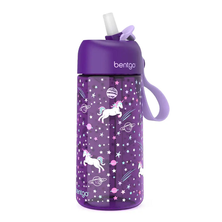 Bentgo Kids Water Bottle 450 ml, Leak-Proof Straw Bottle for Kids, Lightweighted &amp; Durable, BPA &amp; PFAS-Free Tritan Water Bottle, Ideal for School, Daycare &amp; Travel, 3 years+ - Unicorn