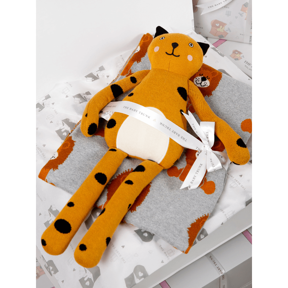 The Baby Trunk Knitted Snuggle Lion Blanket &amp; Cub Toy Gift Set Box (Pack Of 2)