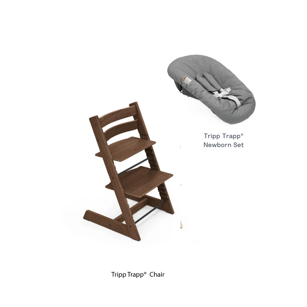 Stokke Tripp Trapp® Oak Wood Chair With Anthracite Newborn Set Bundle