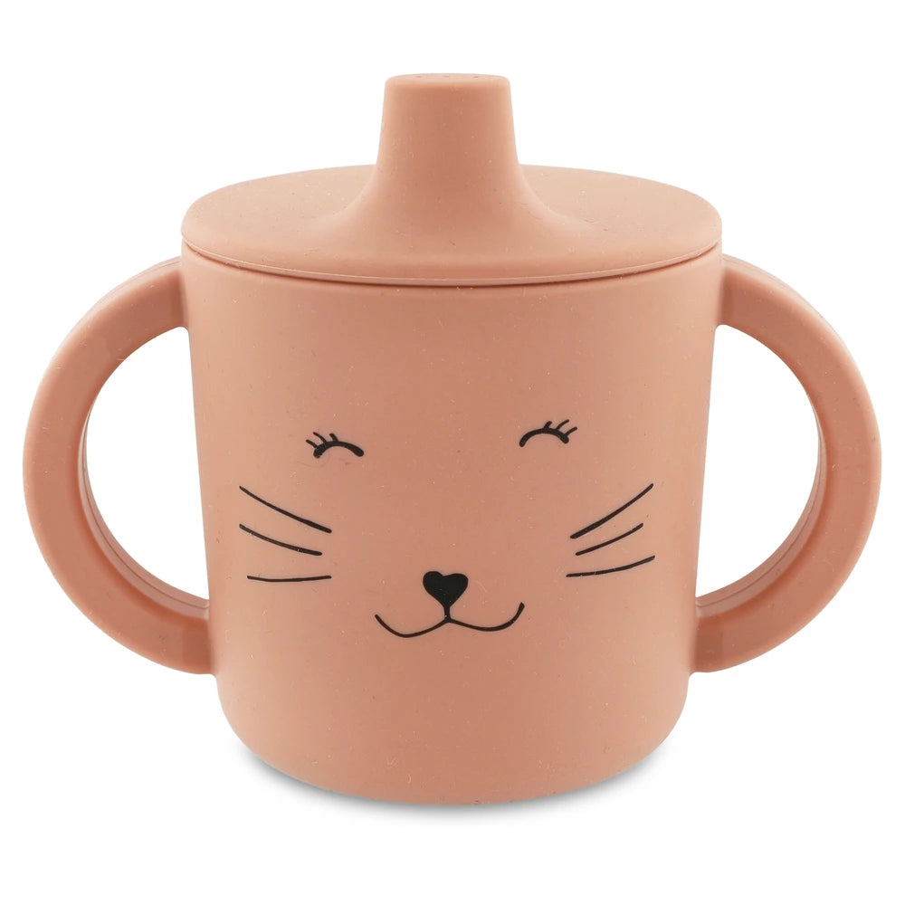 Trixie Silicone Sippy Cup | 100% Food-Grade Silicone Spill-Resistant Training Cup with Easy-Grip Handles for Independent Drinking | 4 Months Onwards | Mrs. Cat