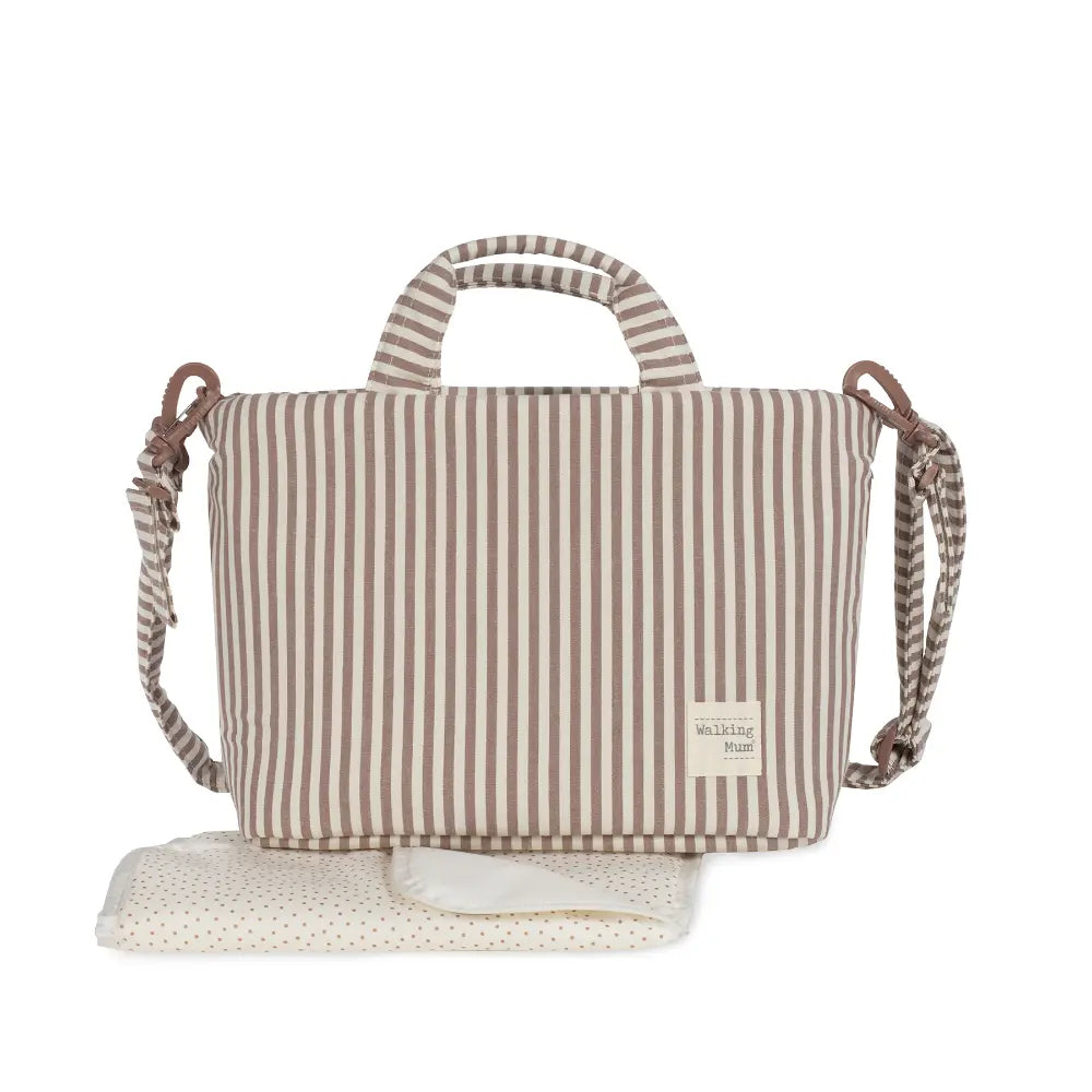 Walking Mum Praliné Moka Diaper Bag with Changing Mat, Water-Resistant Maternity Bag with Insulated Bottle Pocket, Wet Pocket, Multiple Organisers &amp; Stroller Straps