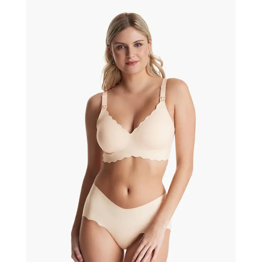 Momcozy Maternity Accessory Seamless Support Floral Nursing Bra - Skin