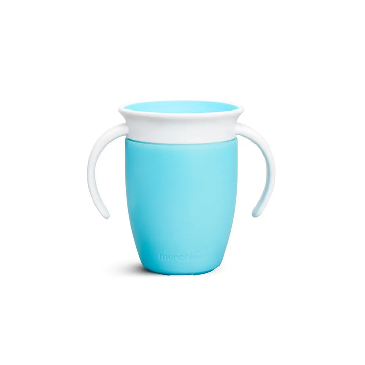 Munchkin 360° Spill-Proof Trainer Cup with Handles, Spoutless Sippy Cup for Babies, Easy Transition to Open Cup, BPA-Free, 7oz, 6+ Months - Blue