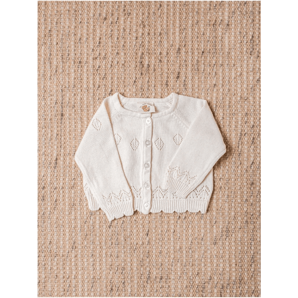 The Baby Trunk White Lace Victorian Knitted Cardigan