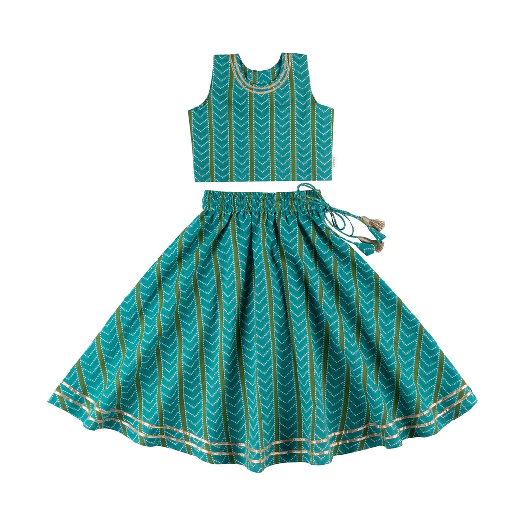 Dulaar Cotton Lehenga Set for Girls (Gota Work)-Zig and Zag