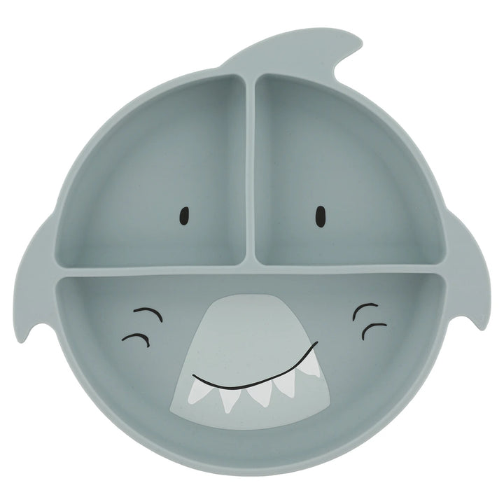 Trixie Silicone Divided Suction Plate | 100% Food-Grade Silicone Plate with Stick &amp; Stay Base, Compartments &amp; Easy-Clean Design | 4 Months Onwards | Mr. Shark