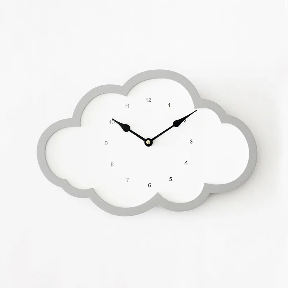 The Tiny Trove Cloud Clock - White - Grey Border