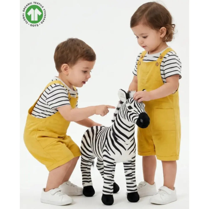Sweetlime By AS Cotton Dungaree and Jersey T-Shirt Stripes Co-ord Set - White &amp; Yellow