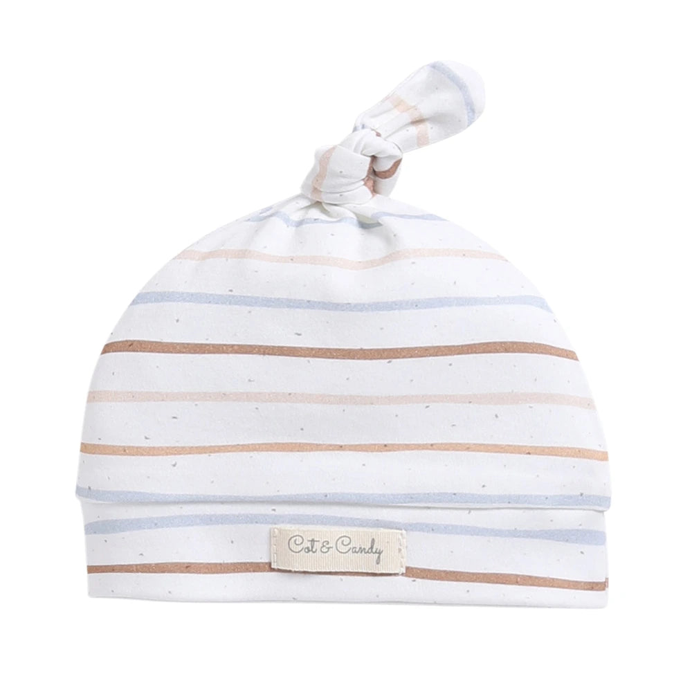 Cot &amp; Candy Baby Organic Beanie - Earthy stripe