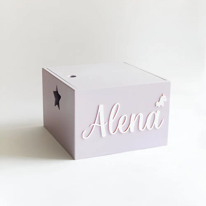 The Tiny Trove Personalized  Star Box Cursive - Lilac