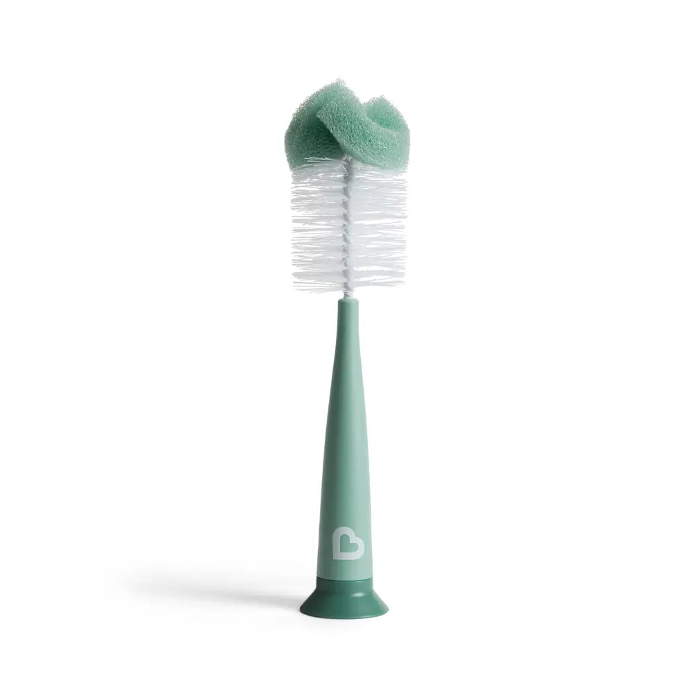 Munchkin Sponge Bottle Brush - with Suction Base and  Soft Rubber Nipple Brush - Sage Green