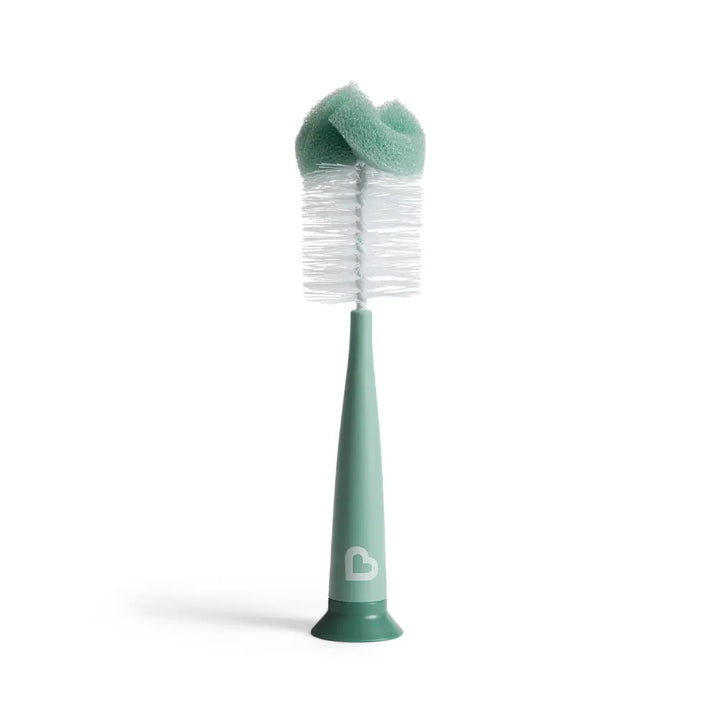 Munchkin Sponge Bottle Brush - with Suction Base and  Soft Rubber Nipple Brush - Sage Green