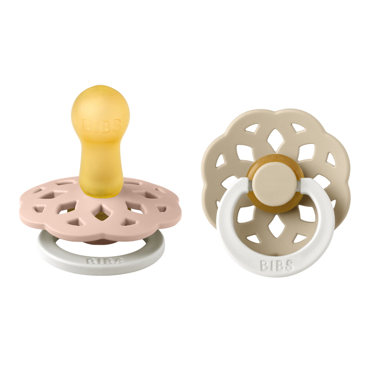 BIBS Boheme Glow Round Pacifier, Size 2 (Pack of 2) - Blush &amp; Vanilla