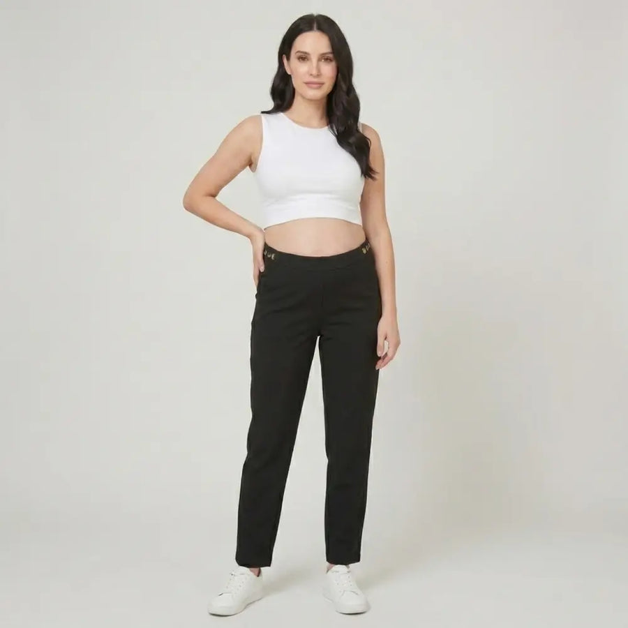 SOL MAMA Tailored Trousers with Side Buttons - Black