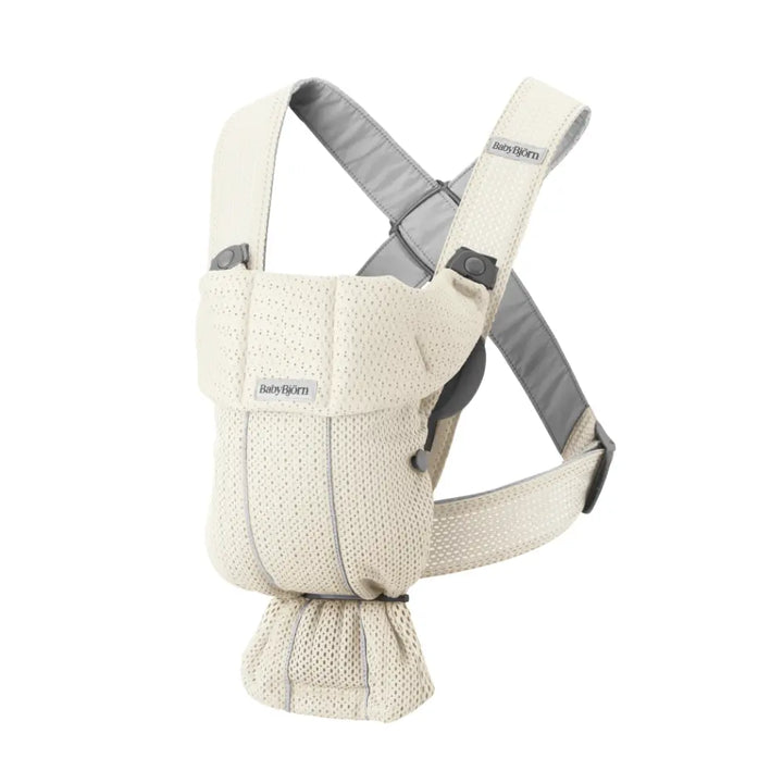 BabyBjorn Mini Baby Carrier, Soft &amp; Lightweight Mesh Fabric, 3 Carrying Positions, Ergonomic Hip and Head Support, Adjustable Waistbelt &amp; Cross Straps, Easy to Use, Birth to 12 Months (upto 11kg) - Cream