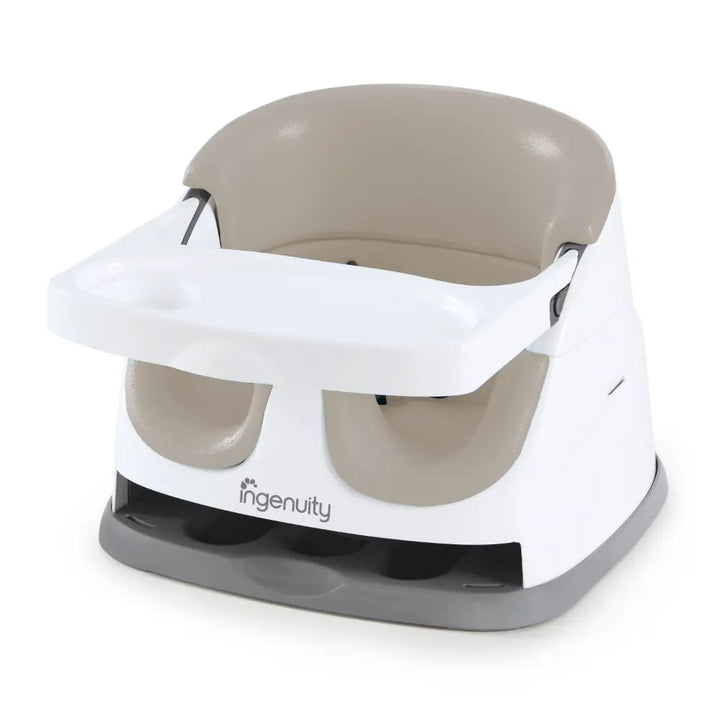 Ingenuity Baby Base 2-in-1 Booster Seat with Removable Tray &amp; Toddler Seat Conversion, Designed for Feeding &amp; Playtime, 6 - 36 months, Cashmere