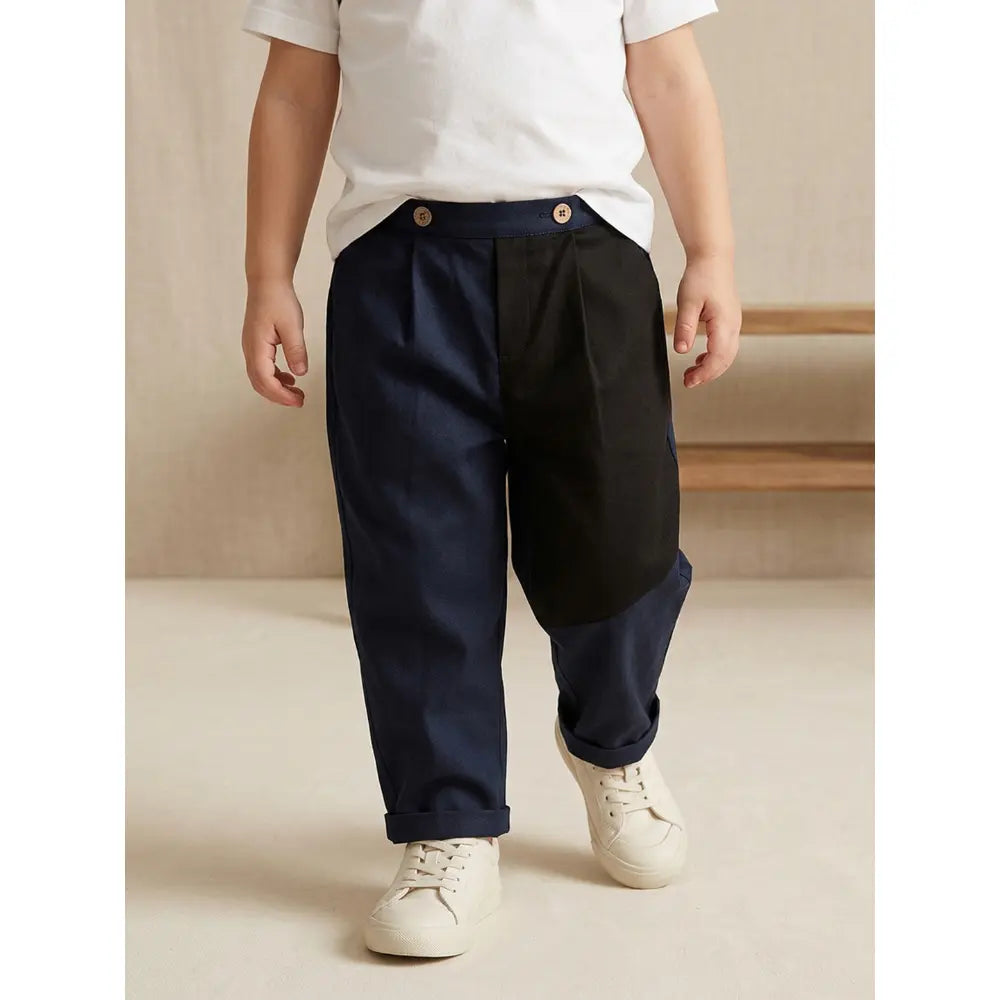 The Baby Trunk Unisex Comfy Patch Pants - Navy and Coffee