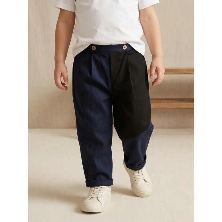 The Baby Trunk Unisex Comfy Patch Pants - Navy and Coffee