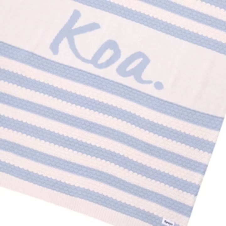 NamelyCo Bubble Stripe Name Blanket - Kentucky Blue Stripe