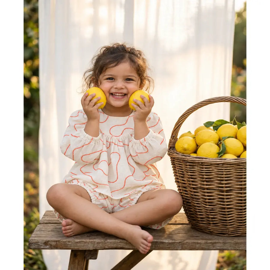 Sweetlime By AS Organic Cotton Baby Girl Abstract Embroidered Dress with Bloomer