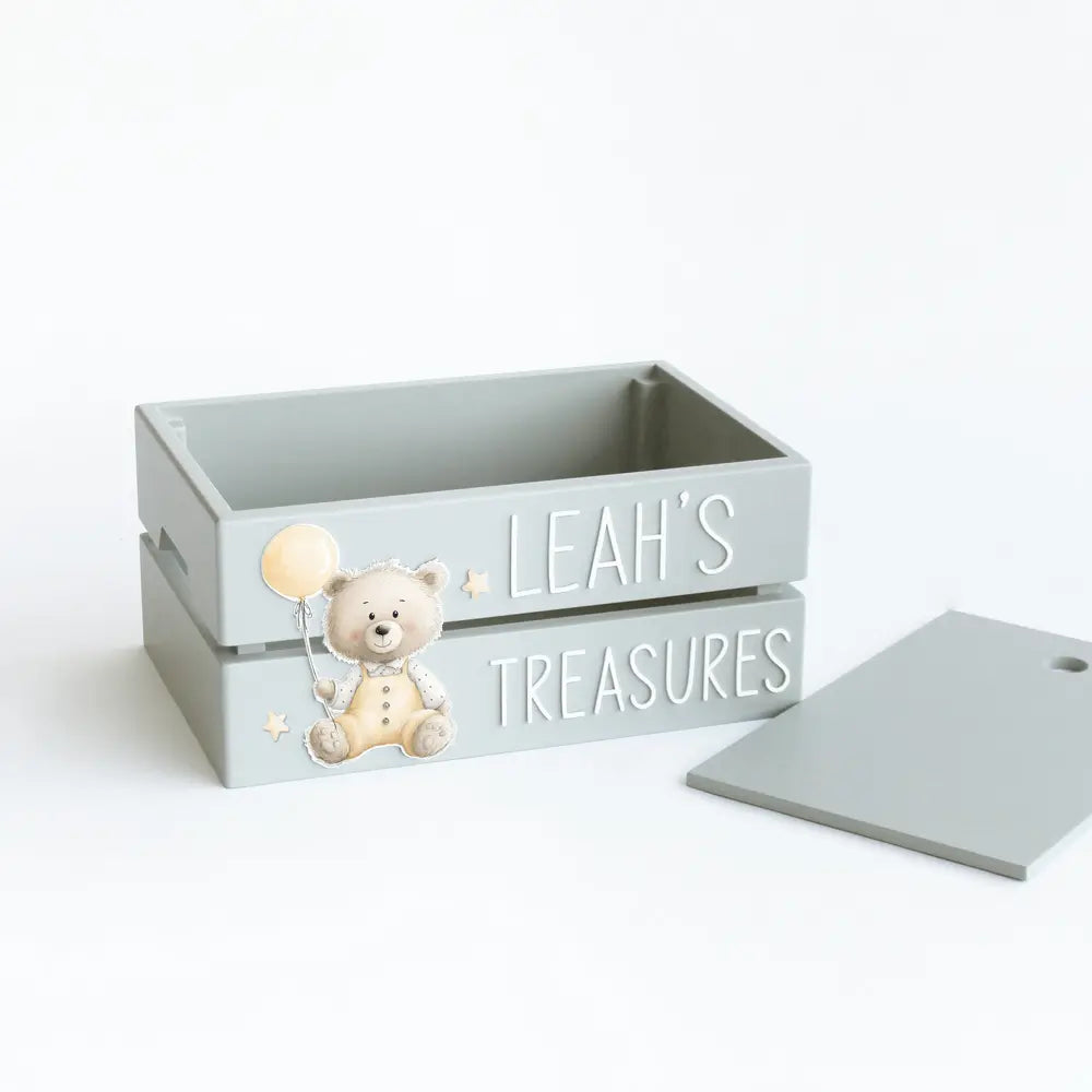 The Tiny Trove My Treasure Box (Teddy Balloon) - Grey
