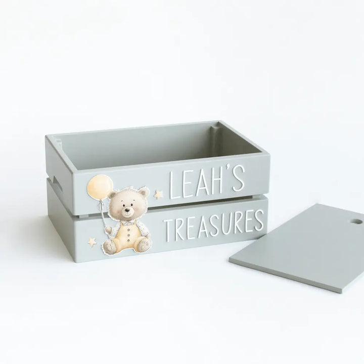 The Tiny Trove My Treasure Box (Teddy Balloon) - Grey