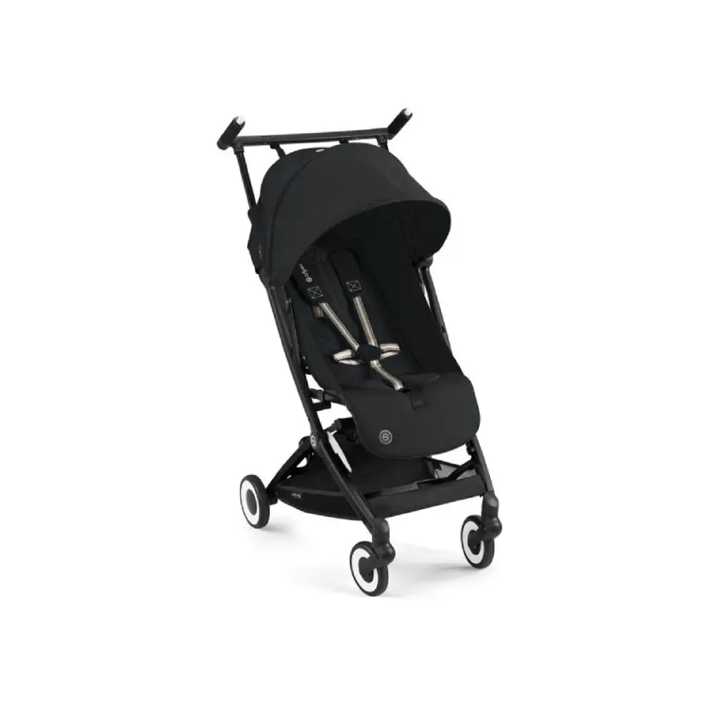 Cybex Libelle Cabin Friendly Lightweight Stroller with Raincover &amp; Weather Protector, Compact Fold, Reclining Seat, 5-Point Harness, Hand Luggage Compatible, and Adjustable Legrest from 6 months to 4 Years - Magic Black