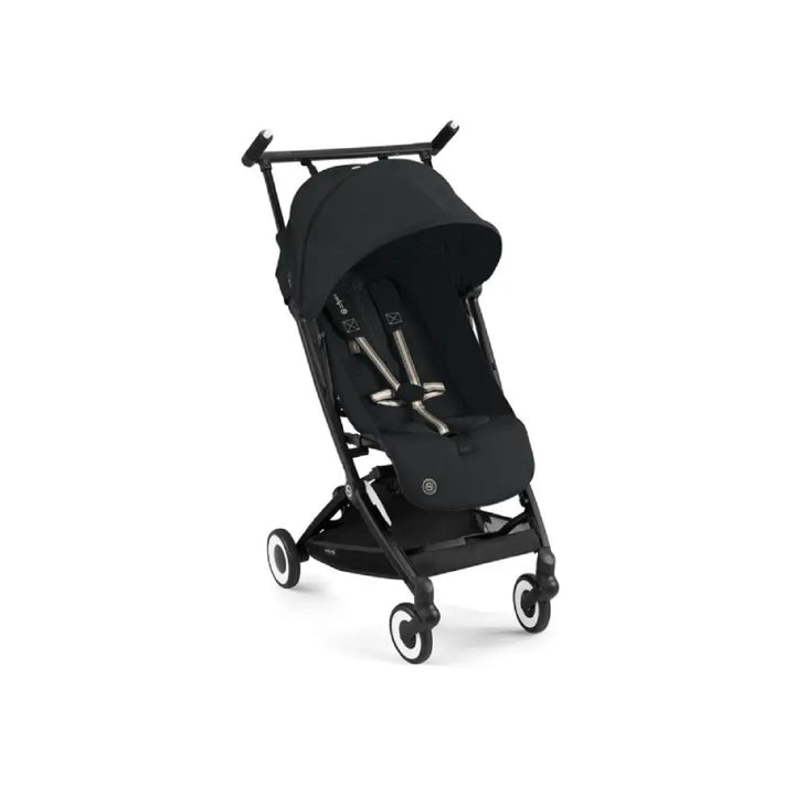 Cybex Libelle Cabin Friendly Lightweight Stroller with Raincover &amp; Weather Protector, Compact Fold, Reclining Seat, 5-Point Harness, Hand Luggage Compatible, and Adjustable Legrest from 6 months to 4 Years - Magic Black